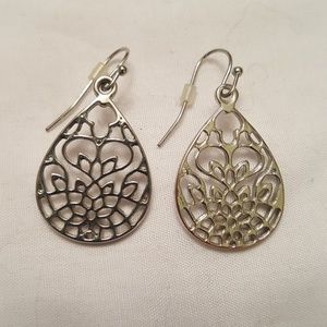 Silvertone earrings.